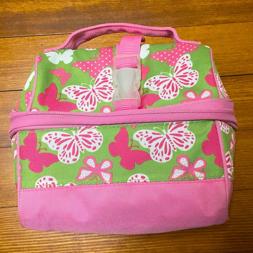Pottery Barn Kids Pink & Gray Butterfly Lunch Bag
